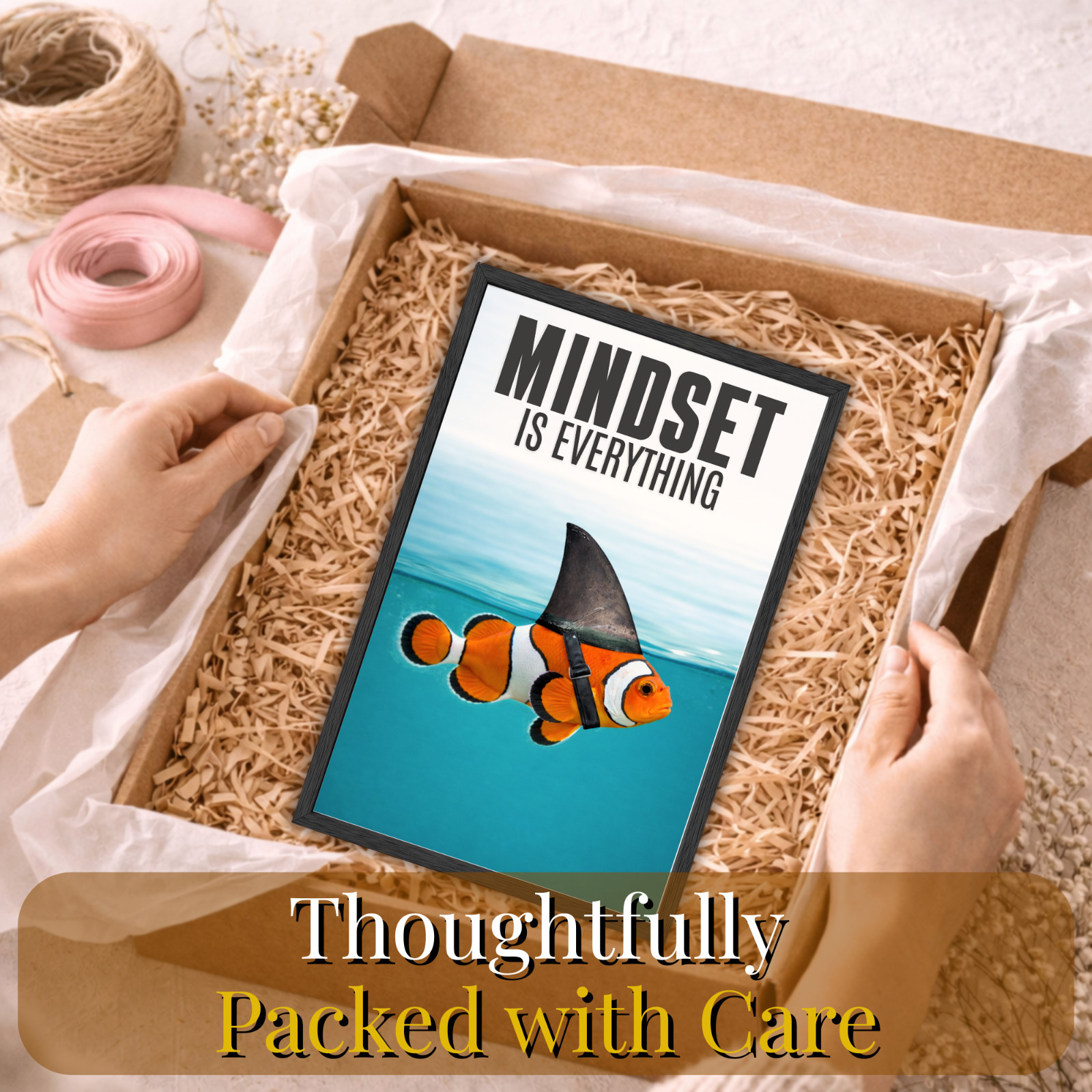 Mindset Is Everything Wall Art Framed 11×17, Motivational Poster, Office Decor