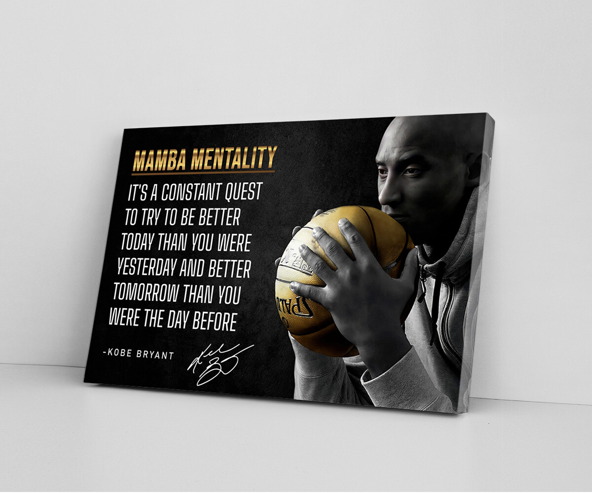 Kobe Bryant Mamba Mentality Motivational Quote Canvas Wall Art Large Poster Gift