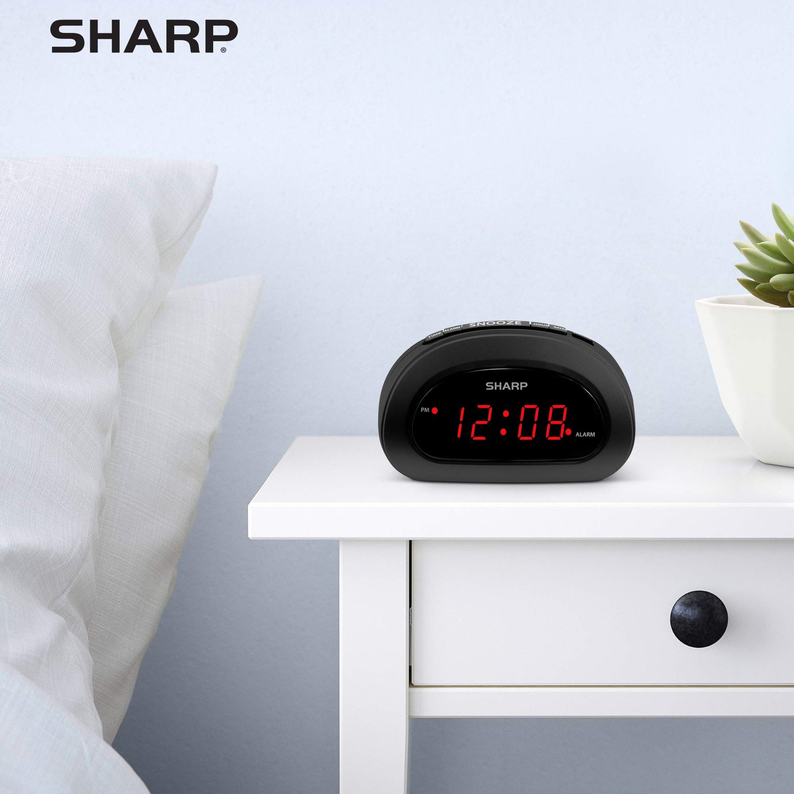 Small, SpaceSaving Digital Alarm Clock – Compact Bedside Clock with Large Red…