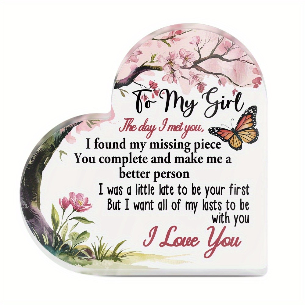 To My Girl Love Quote Heart Acrylic Plaque Valentine’s Day Balcony Decoration