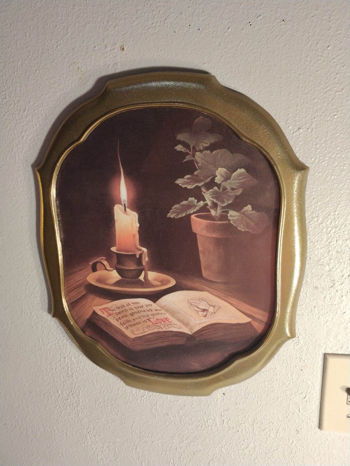 Vintage Home Interiors Framed The Fruit of The Spirit is Love Print J Ross