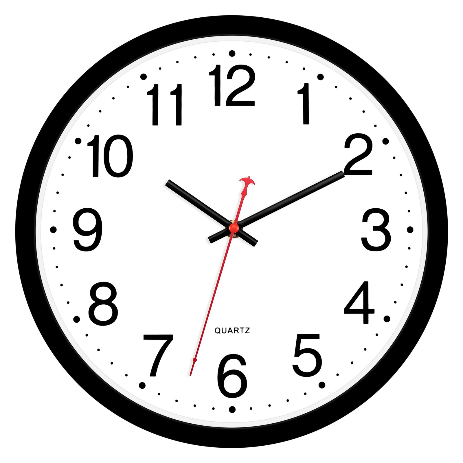 12 in Black Wall Clock Silent NonTicking Quartz Battery Operated
