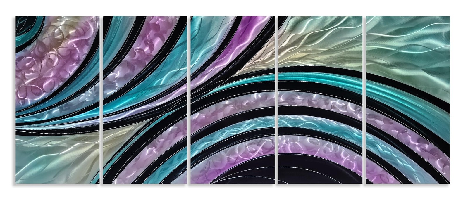 Colorful Aluminum 3D Abstract Wall Sculpture – Set of 5 Pieces