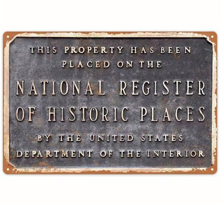 NEW 2D 8×12 Blue Brown “National Register Of Historic Places” Metal Wall Sign