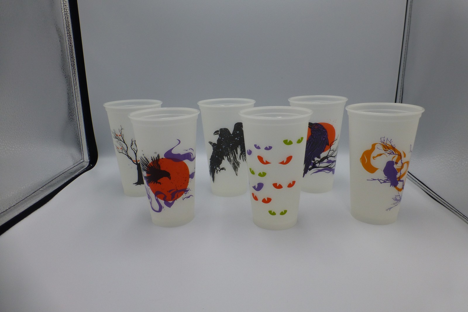 Starbucks Halloween Reusable Cold Cups Set of 6 16oz Tumblers Ravens Spooky B2