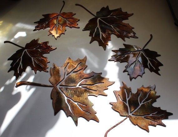 Maple Leaves (Set of 6) – Metal Wall Art – Copper Size Varies Per Piece