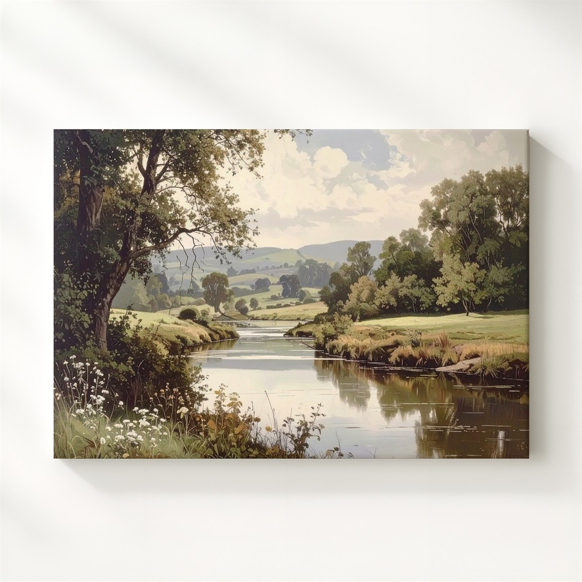 Pastoral River Serenity Canvas Classical Countryside Landscape With Wall Art