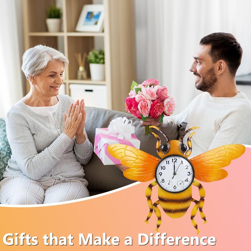 Unique Outdoor Clock Silent None-Ticking, Outdoor Wall Clock with Thermometer…