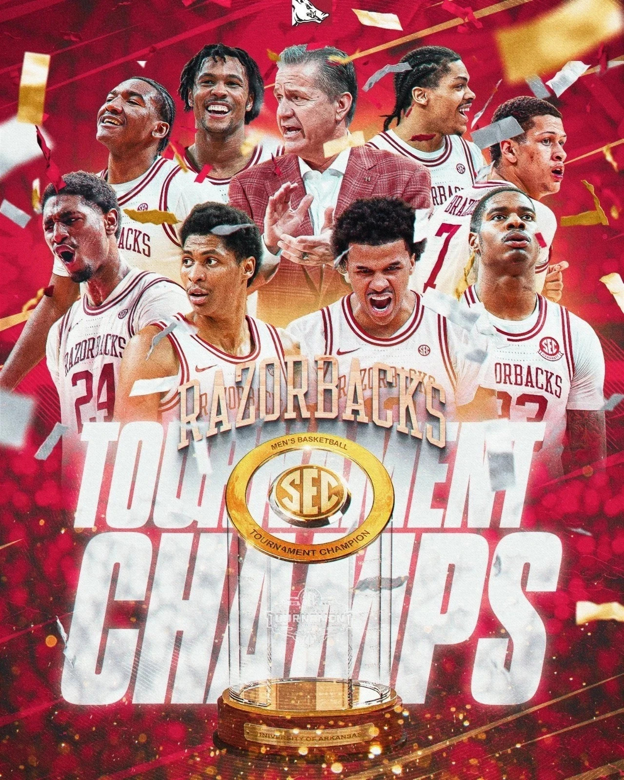 Arkansas Razorbacks Men’s Basketball 2026 SEC Tournament Champions Poster