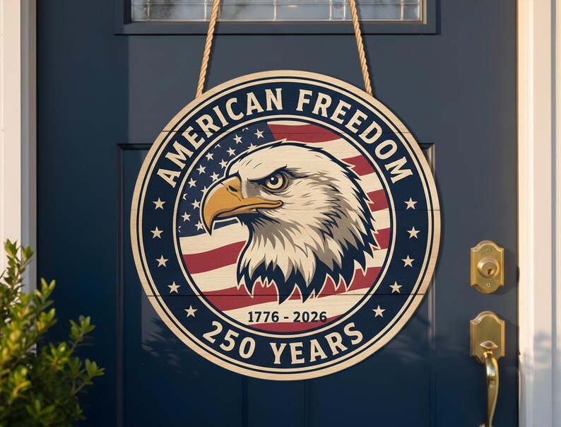 American Freedom 250th Anniversary Wall Sign with Rope