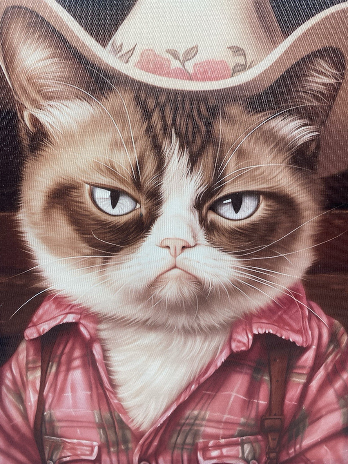 Western Grumpy Cat Cowboy Canvas Print (11x14x2.5′) Tessa Kane Art in Motion