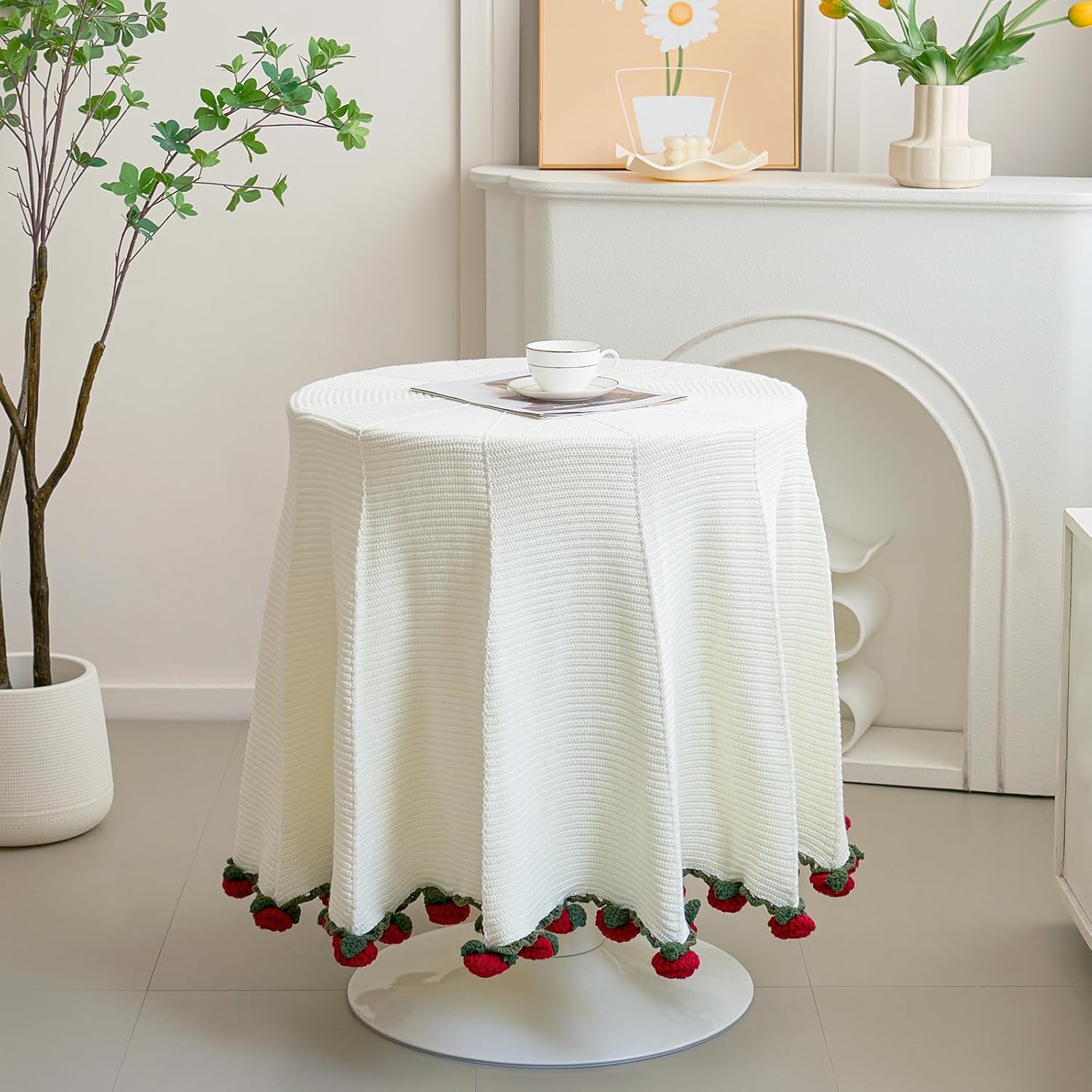 New Crochet Flower Bouquet Blanket Handmade Red Rose Gift Fast Shipping