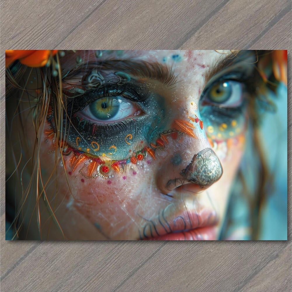 Art Print Girl Piercing Eyes Makeup Unusual Cute Beautiful Strange Fun Stare