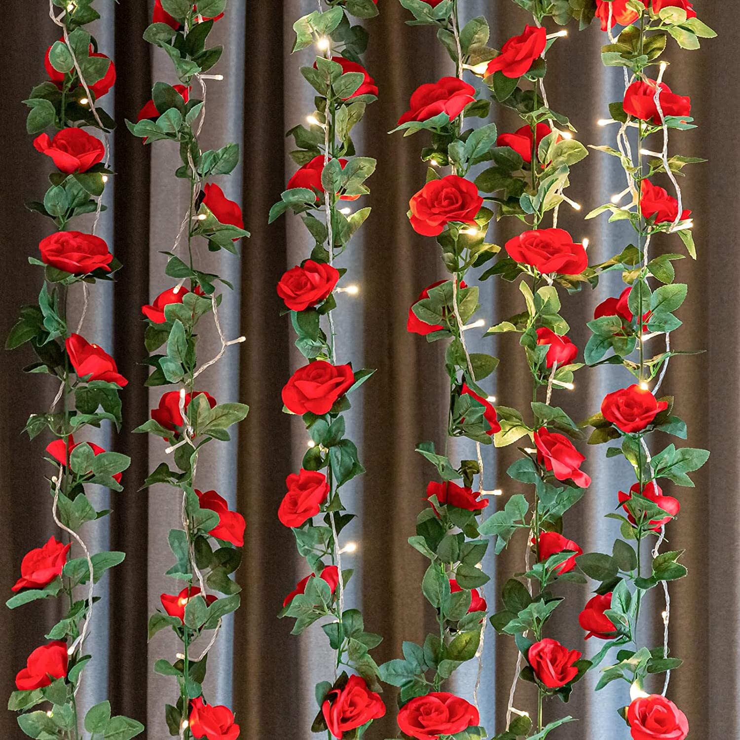 6× Fake Rose Vine Flowers Plants Artificial Hanging Ivy Wedding Decor 7.5 Ft USA