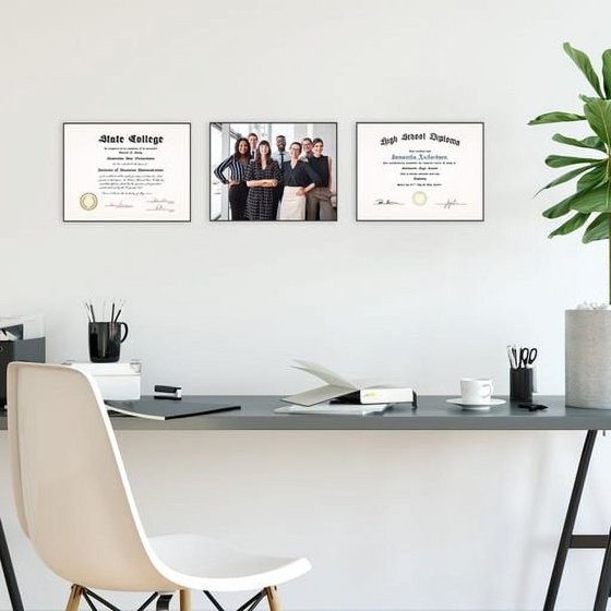 8.5×11 Front Loading Document Picture Frame, Black, Set of 3