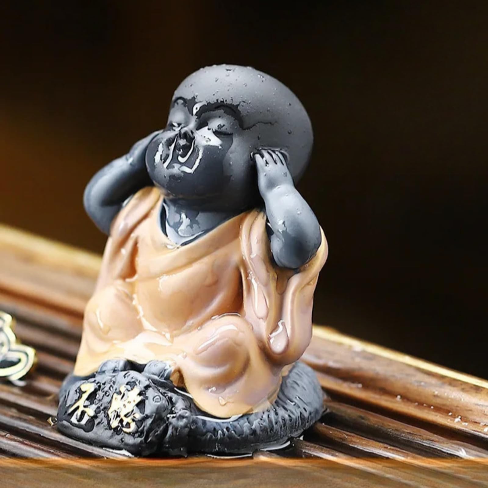 Color Changing Little Monk Resin Tea Pet Accessory 6.3cm 2.5in Tea Set Zen Decor