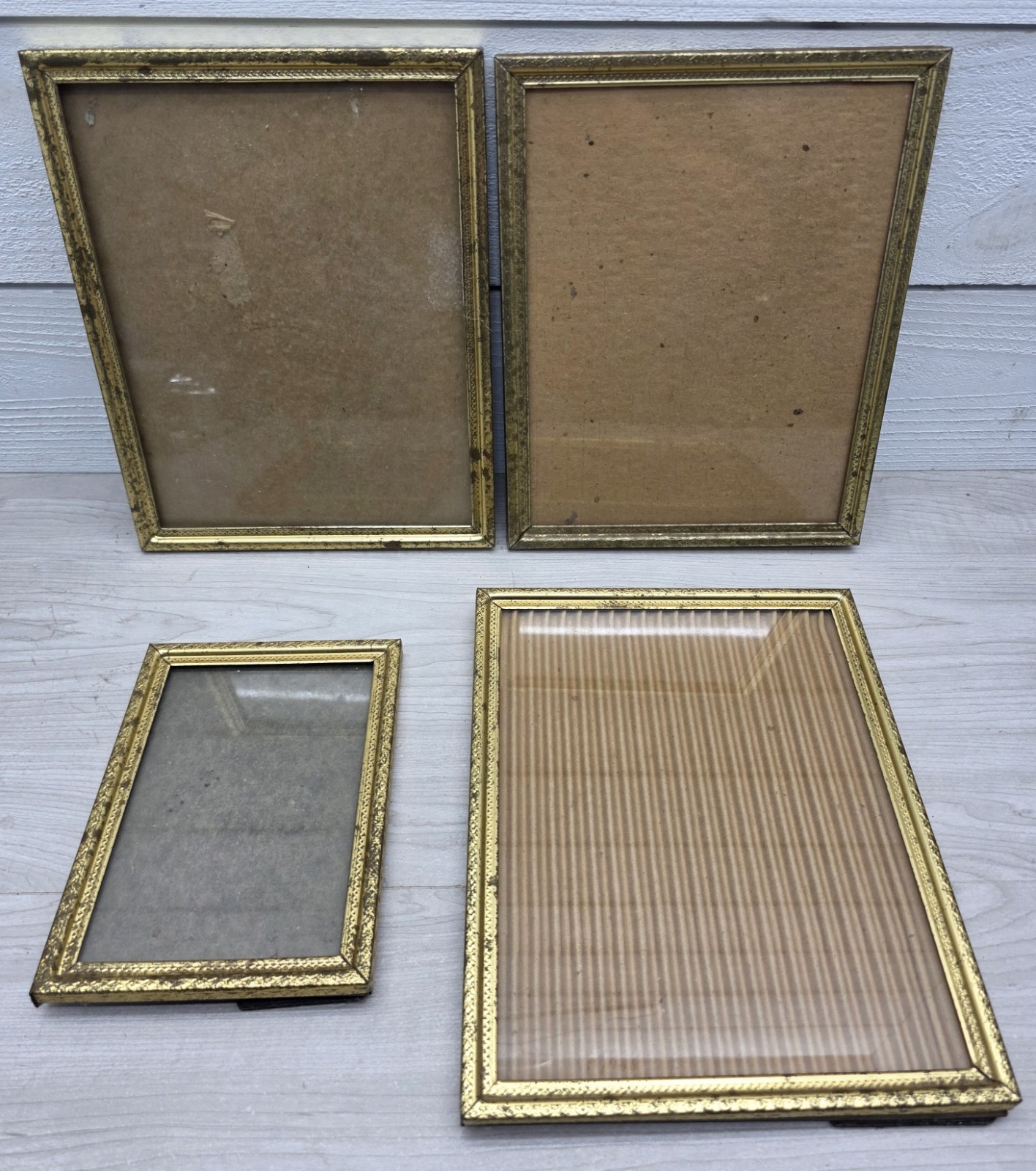 Vintage Picture Frame Lot Of 4 Brass Gold Tone MCM Mixed Varies Ornate PF006