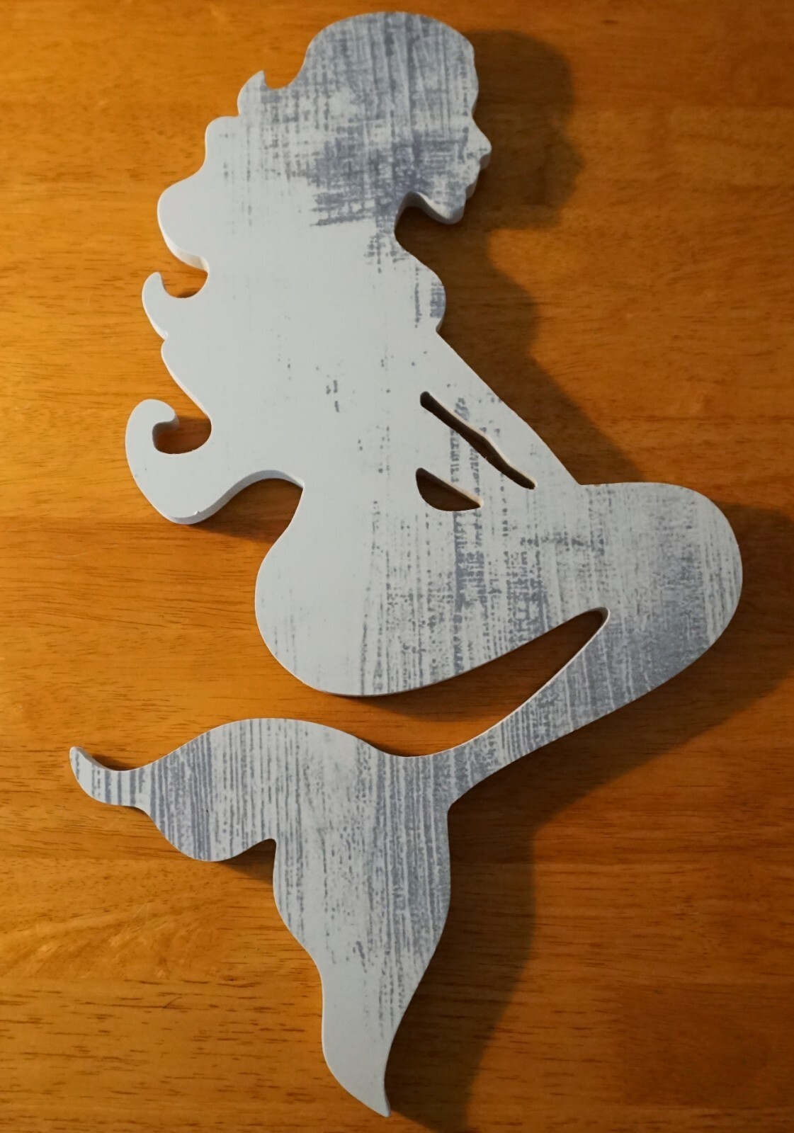 Large 16″ Coastal Wood Mermaid Wall Art Sculpture Beach Home Decor Sign NEW