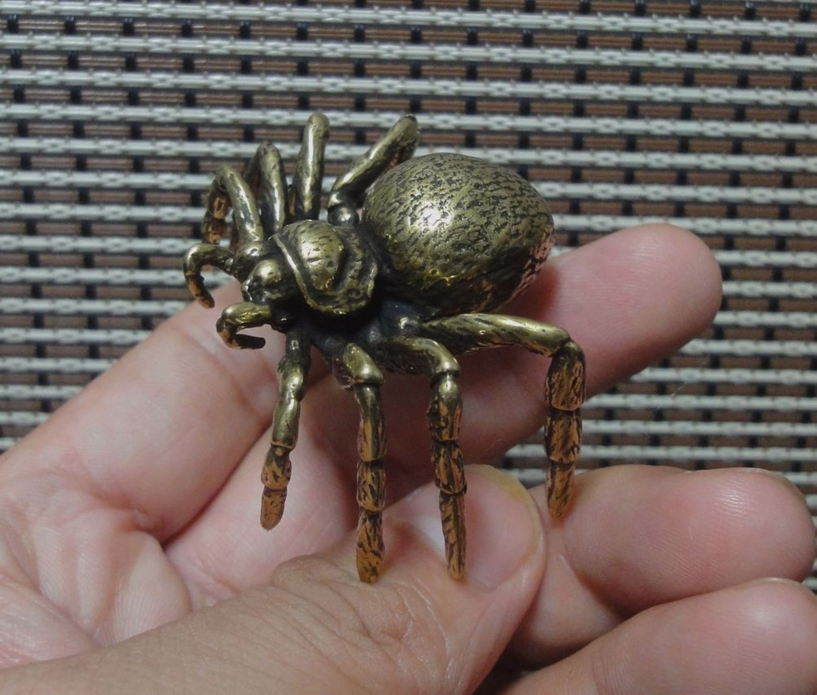 Vintage Solid Brass Spider Figurine Sculpture Paperweight for Home Decor