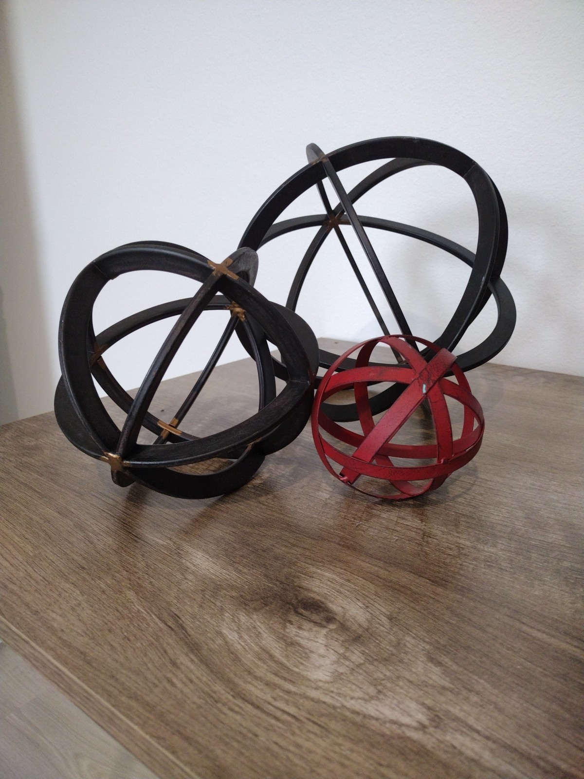 (Set of 3) Metal Sphere Black with Touches of Gold Crossings Decorate with Style