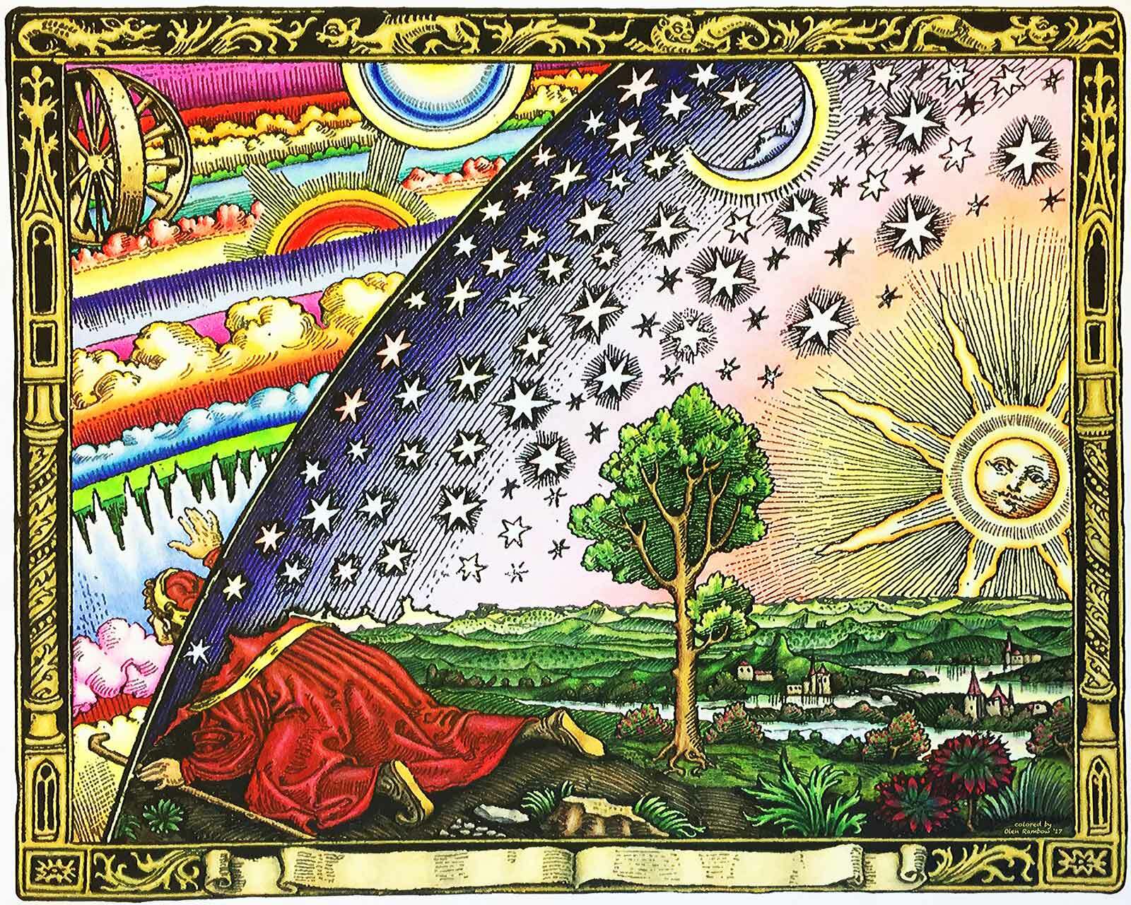 The Flammarion Engraving 1888 Firmament Dome Flat Earth Wall Art Poster Print