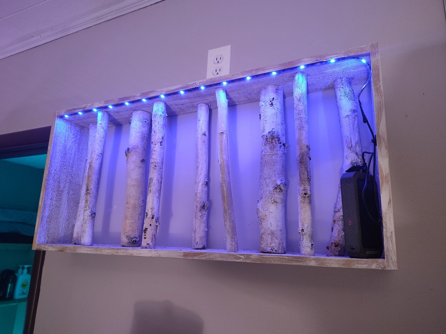 17″Height X 38 “Length X 6 “Width – Birch Log Wall Art With Led Lights& Remote