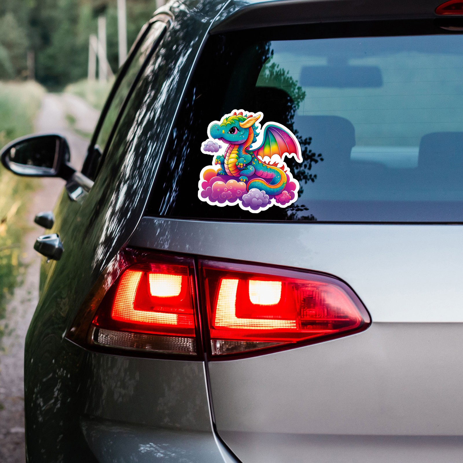 Rainbow Cloud Dragon – Vinyl Decal Sticker – Car Window Laptop – ebn8785