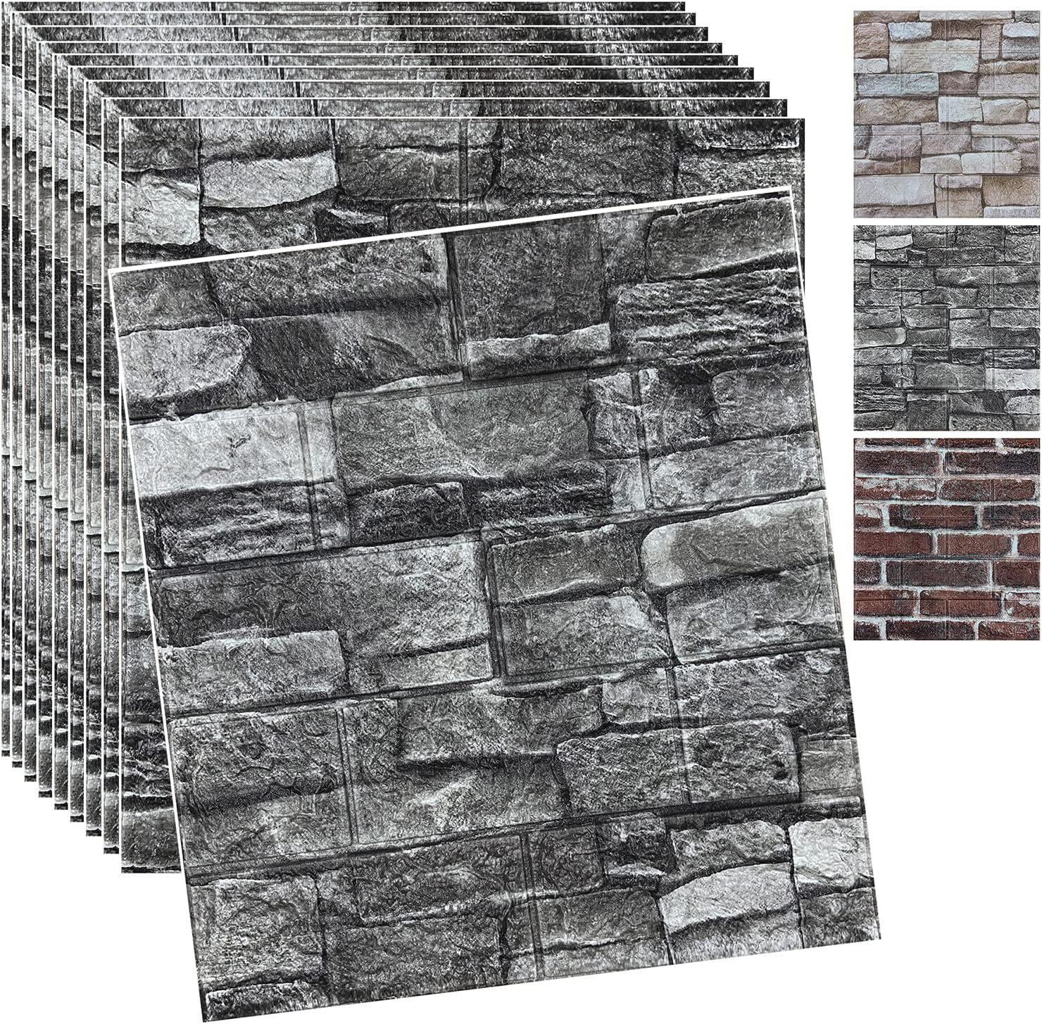 10 Pcs 3D Tile Brick Wall Sticker Self-adhesive Foam Panel Wallpaper 38*35