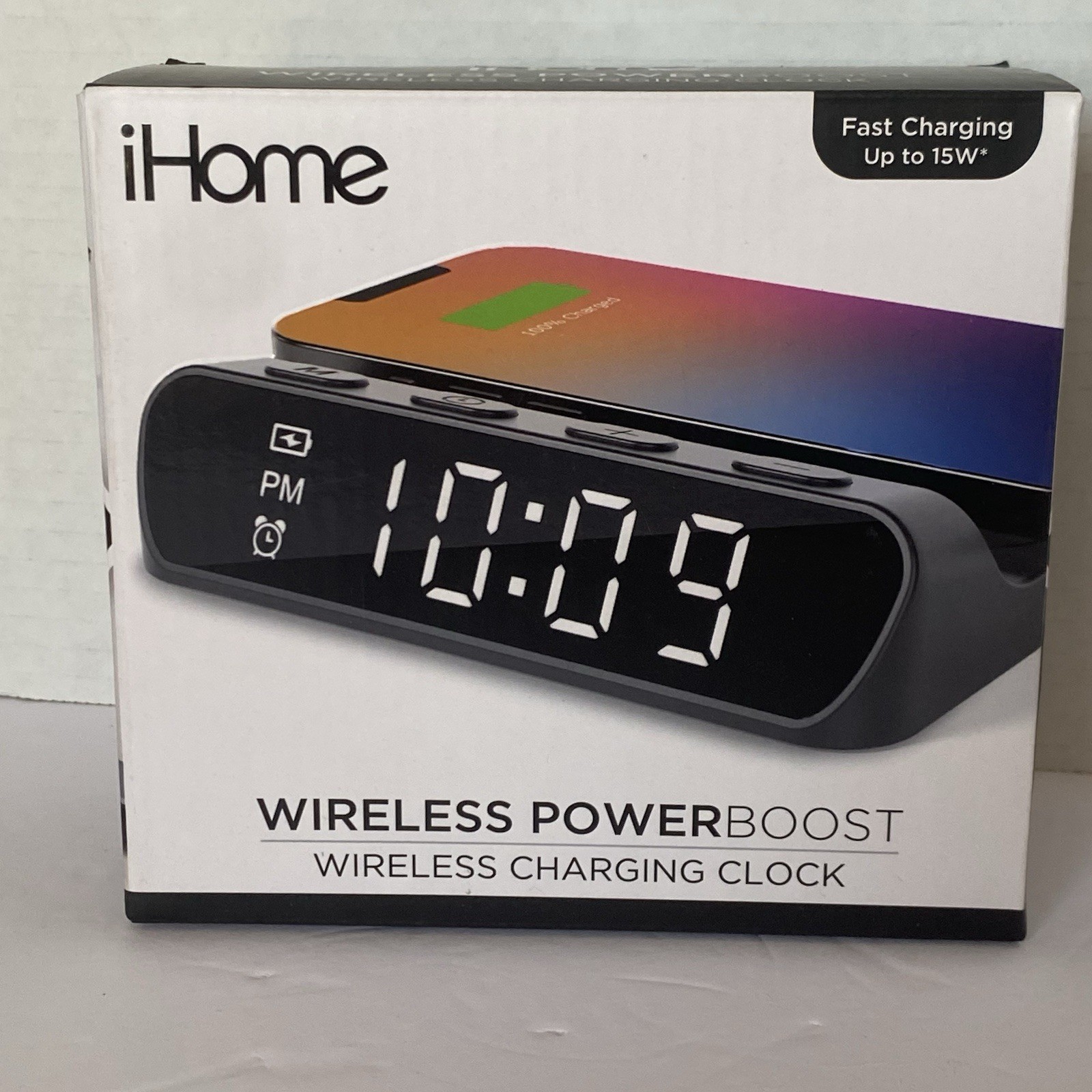 iHome Alarm Clock with Wireless Charger for iPhone Android & More (iW14) Black