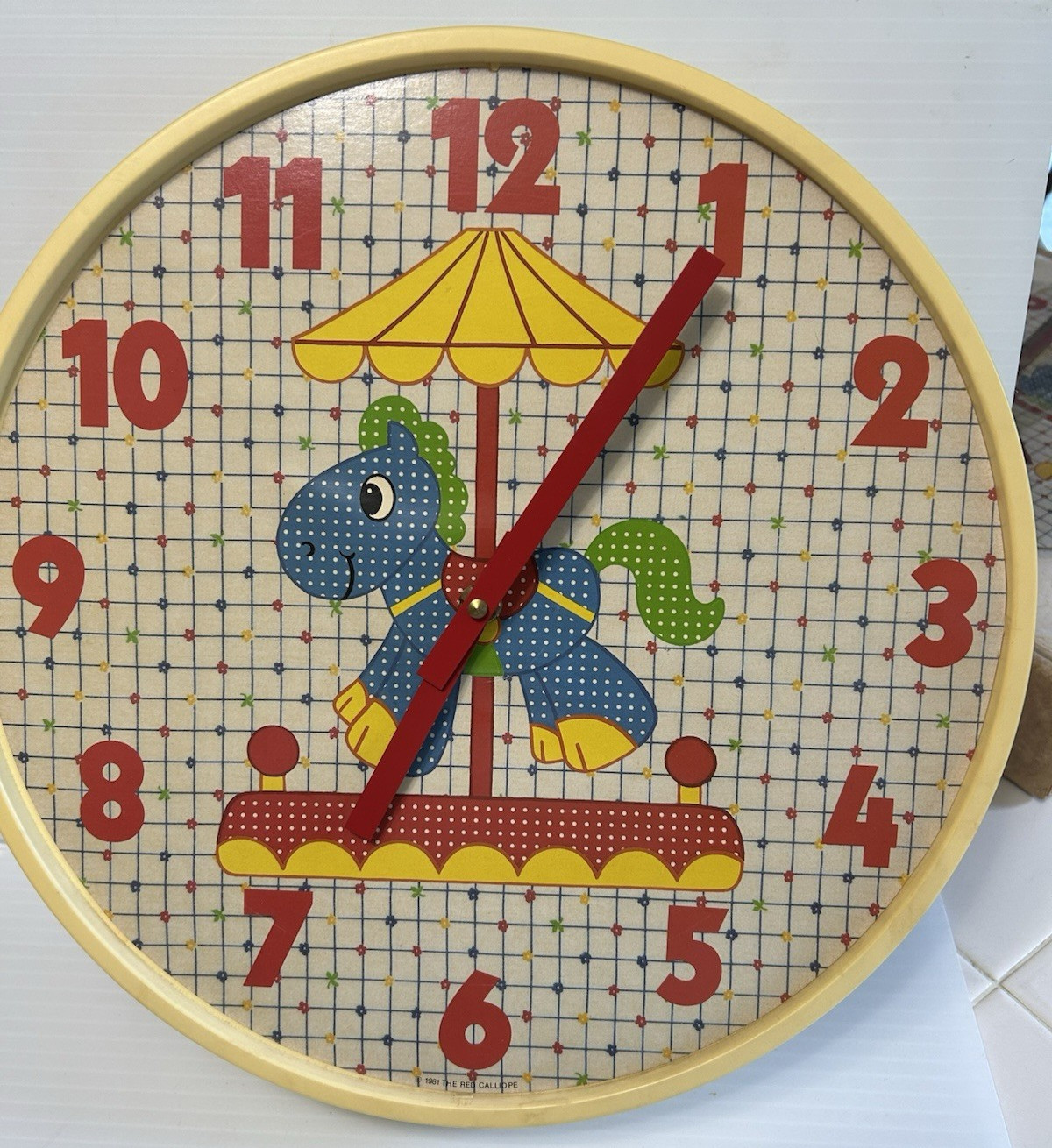 THE RED CALLIOPE Rare 1981 TIC-TOT CLOCK Carousel CA-55 USA Hands Loose In Box