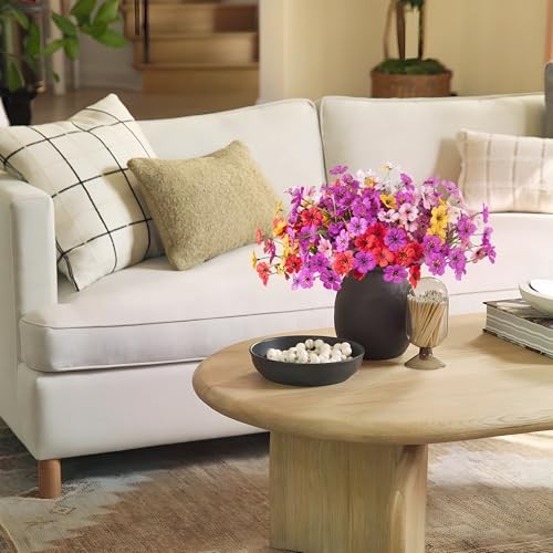 Artificial Fake Flowers 16 Pcs Multicolor（red, White, Pink, Purple, Yellow）