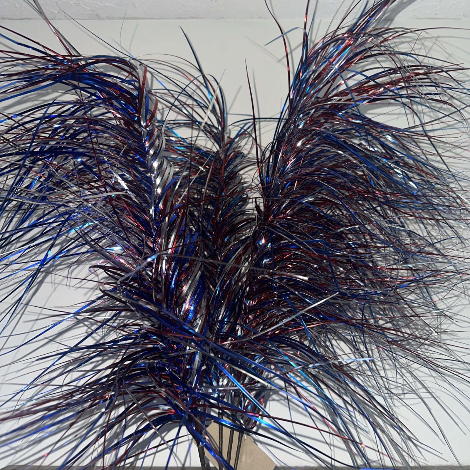 New USA July Fourth Tassel Fringe Decor Picks Tall Shiny Red White Blue SET 4❤️