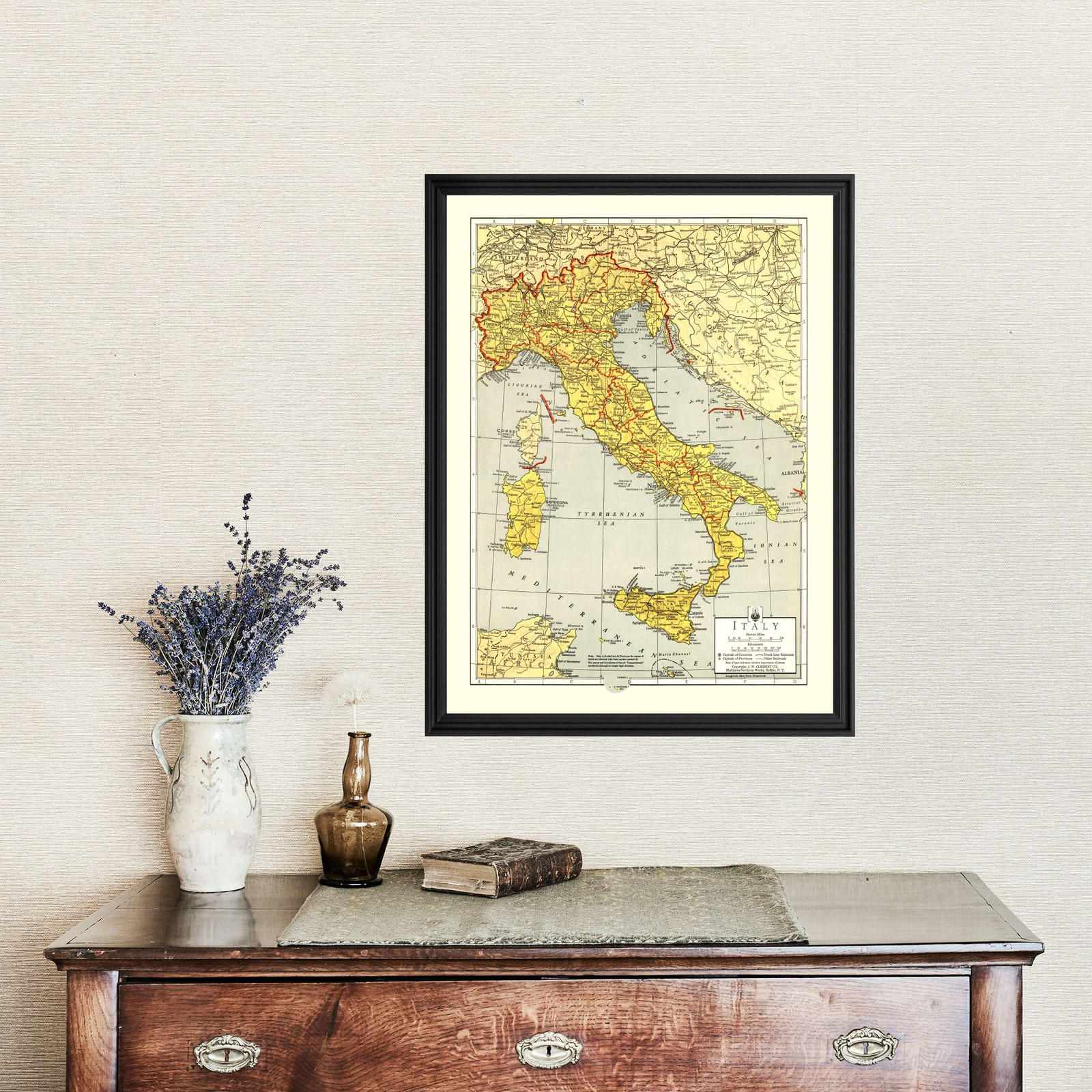 Old Map of Italy 1943 – Vintage Italy Art Wall Decor