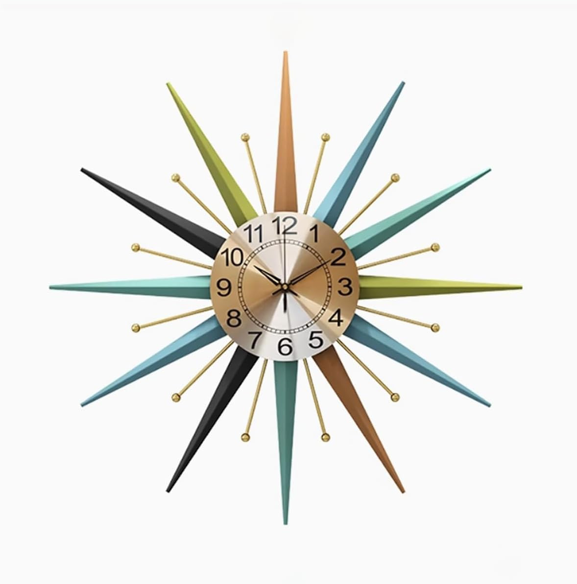 22″ Mid-Century Star-Shaped Silent Metal Crystal Wall Clock for Any Room