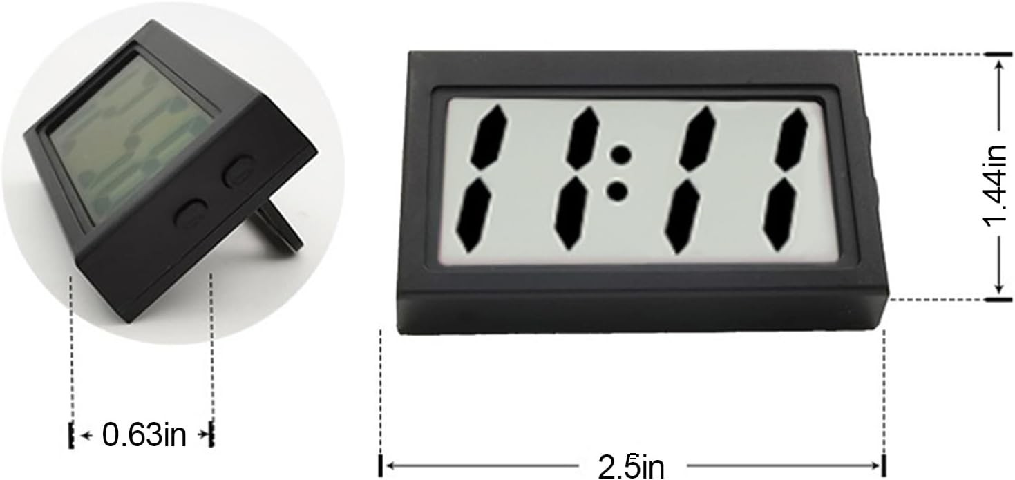 Miniature Black Digital Clock with Jumbo Screen for Nightstand & Automotive Use