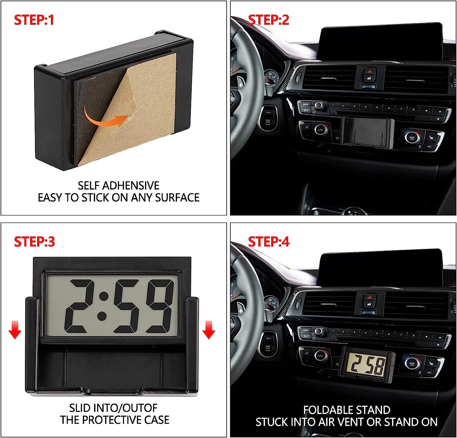 Small Digital Clock, Mini Car Dashboard Clock Battery Operated, Car Truck Dashbo