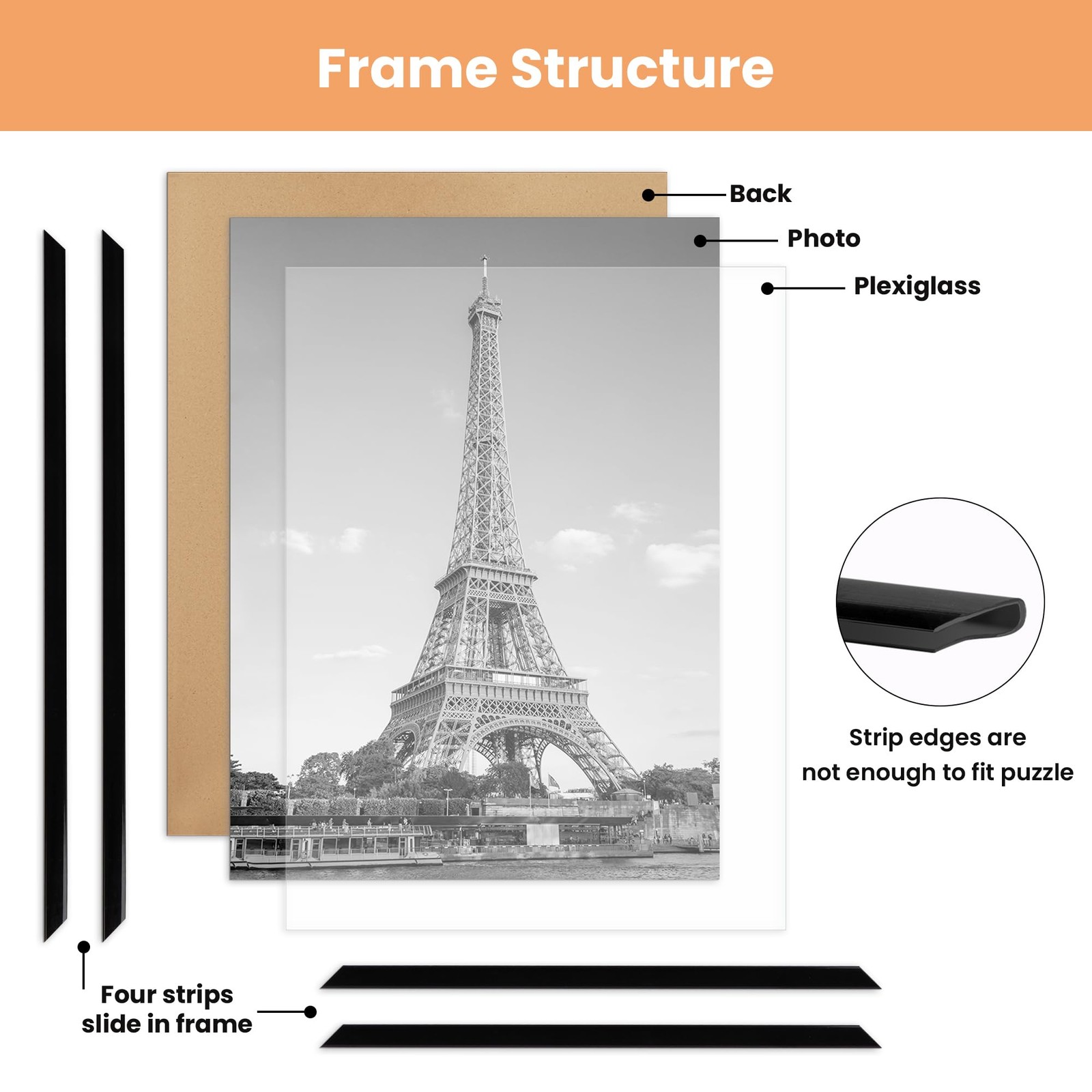 11X17 Picture Frame Black 3 Pack, 11 X 17 Frame for Horizontal or Vertical Wall