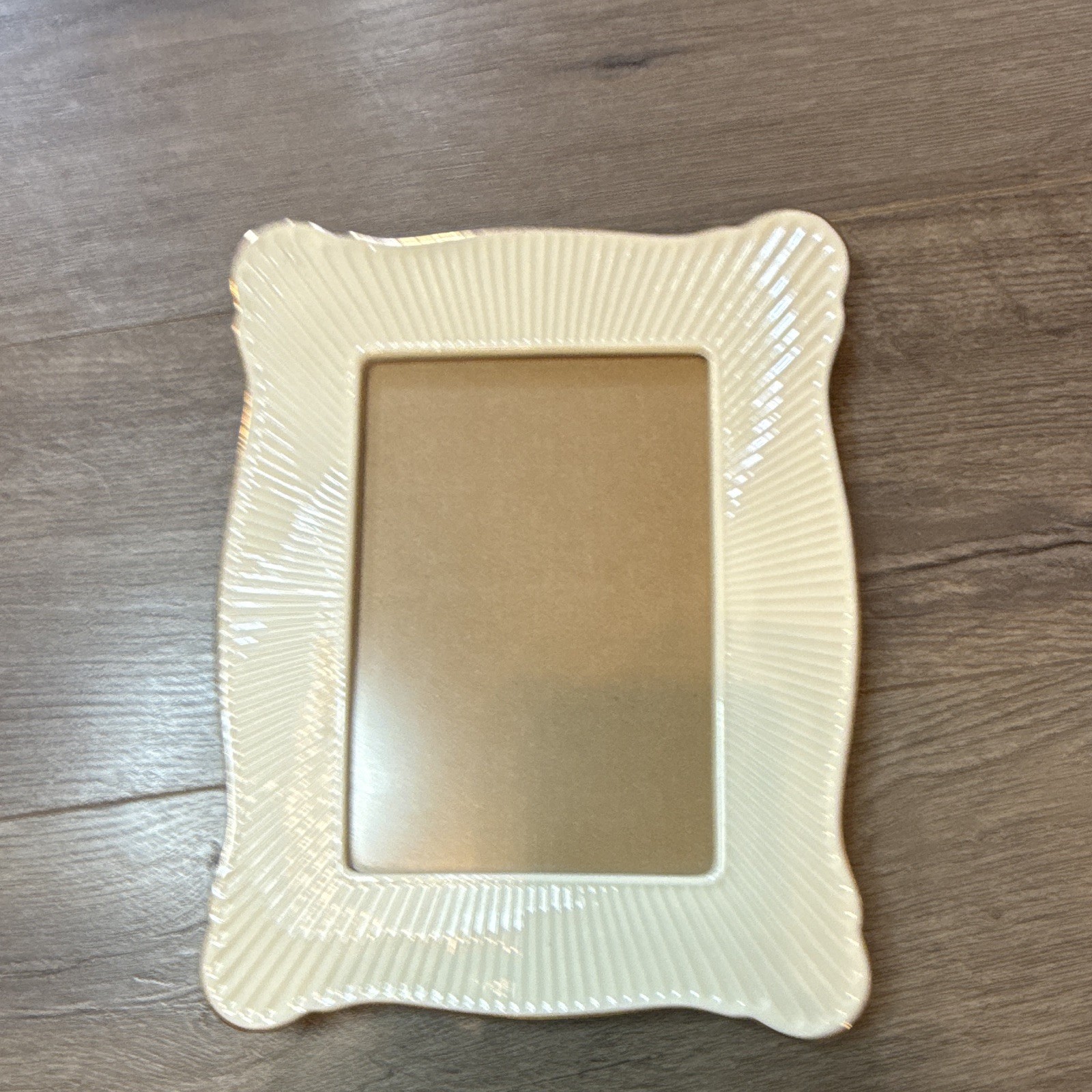 Lenox Cream Porcelain 5×7 Photo Frame Freestanding Portrait Rear-Loading