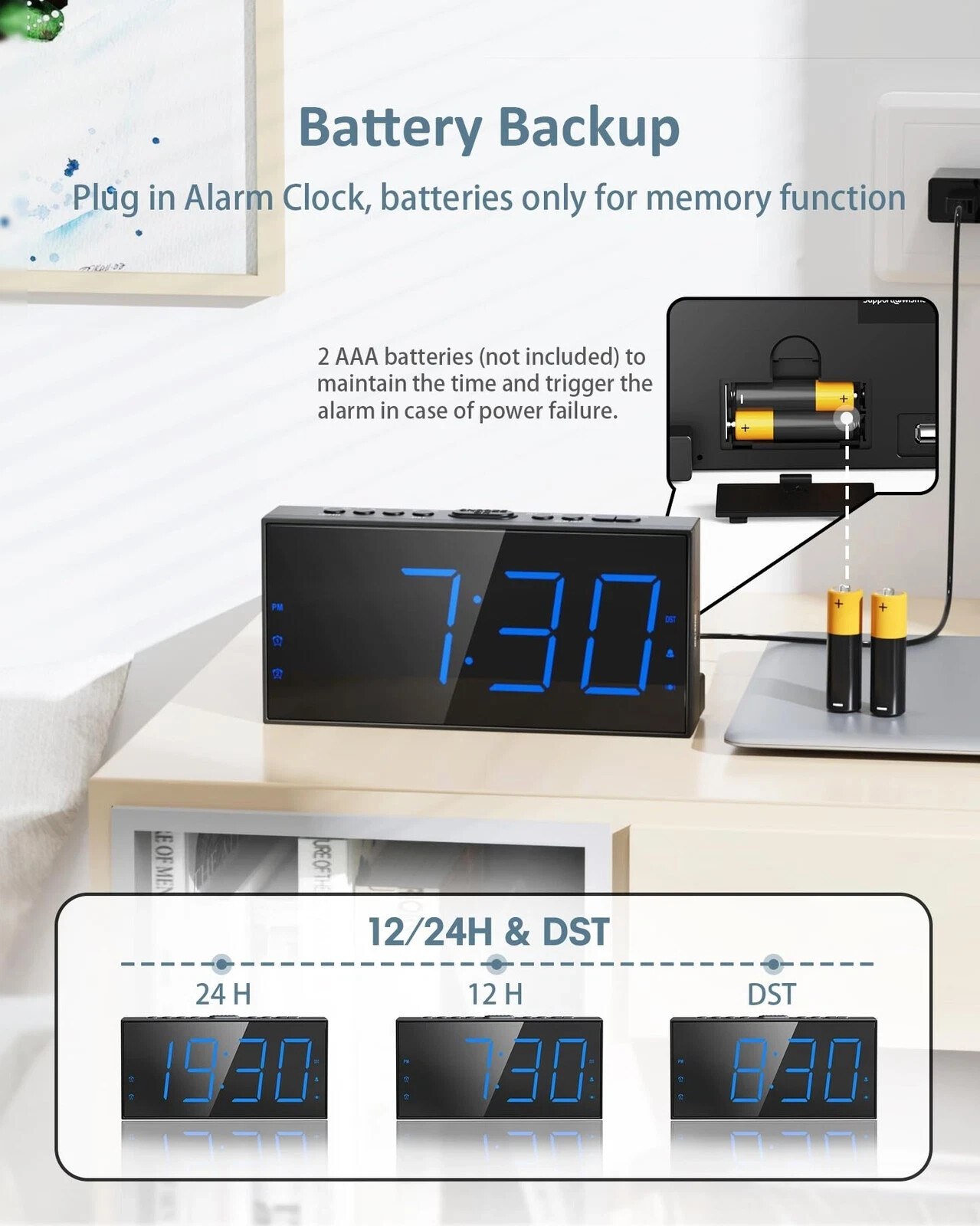 Super Loud Alarm with Bed Shaker, Vibrating Alarm Clock for Heavy Sleepers