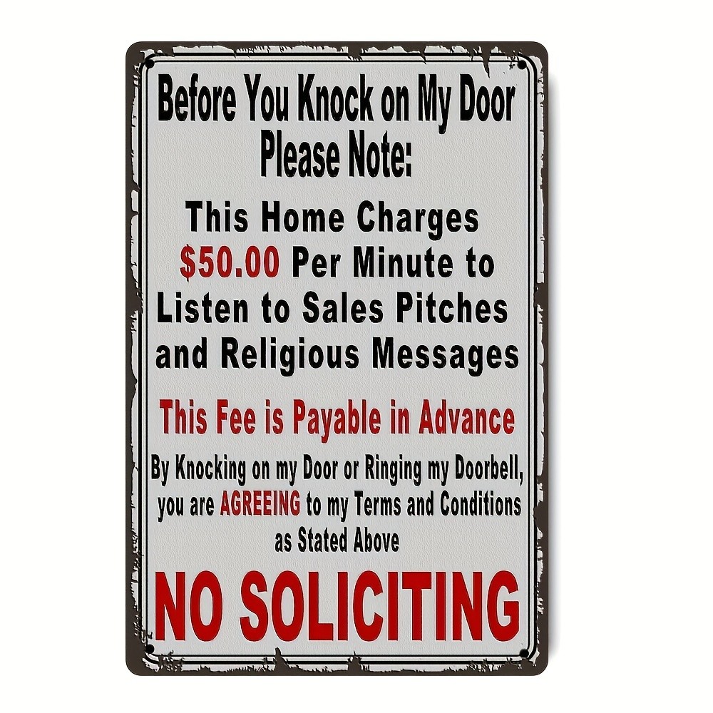 No Soliciting Before You Knock Metal Sign Funny Home Door Wall Art Hanging Decor