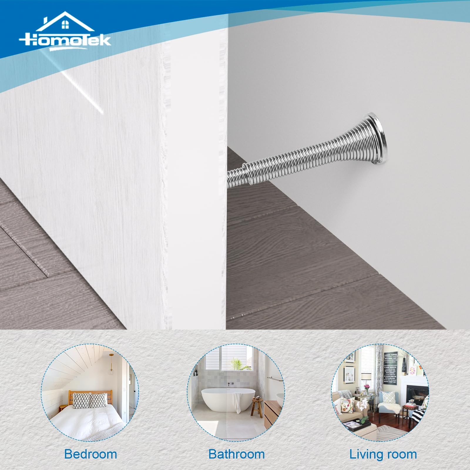2 Pack Telescoping Spring Door Stoppers Extra Long Wall Mount Satin Nickel