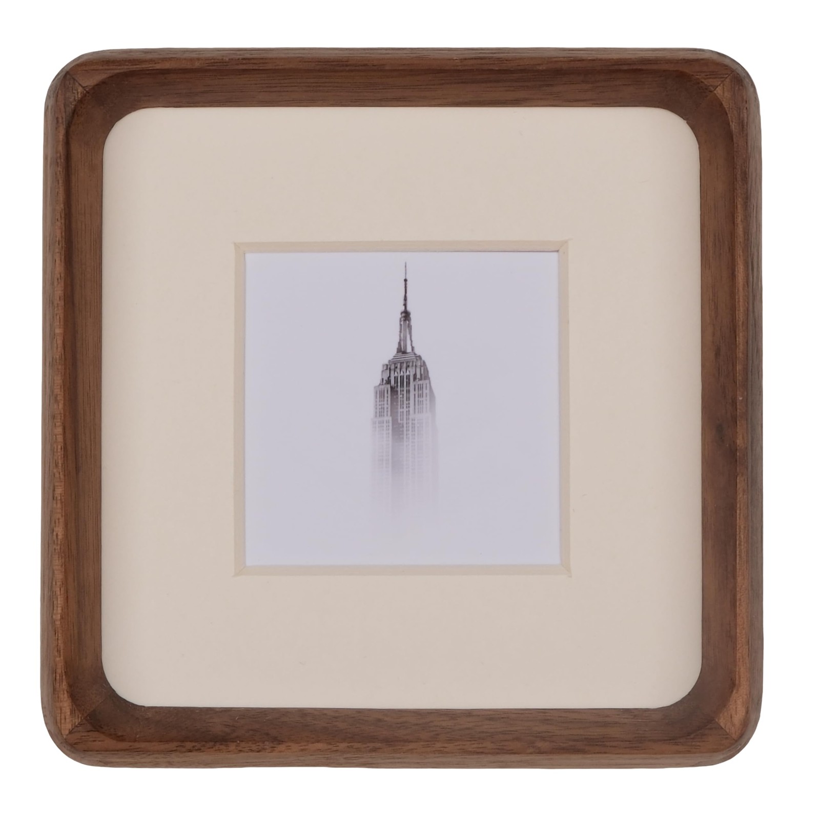 4×4 Picture Frame with 2×2 Mat – Rustic Walnut Wood Square Frame, Wall & Tabl…