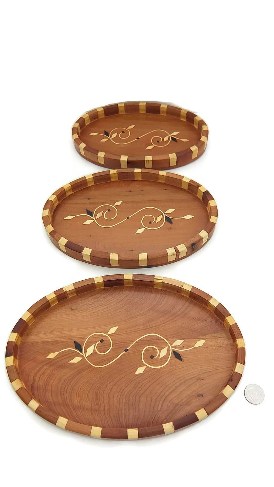 Moroccan Thuya Wood Burl Serving Trays Plates 3 Size Set Small Medium Large.