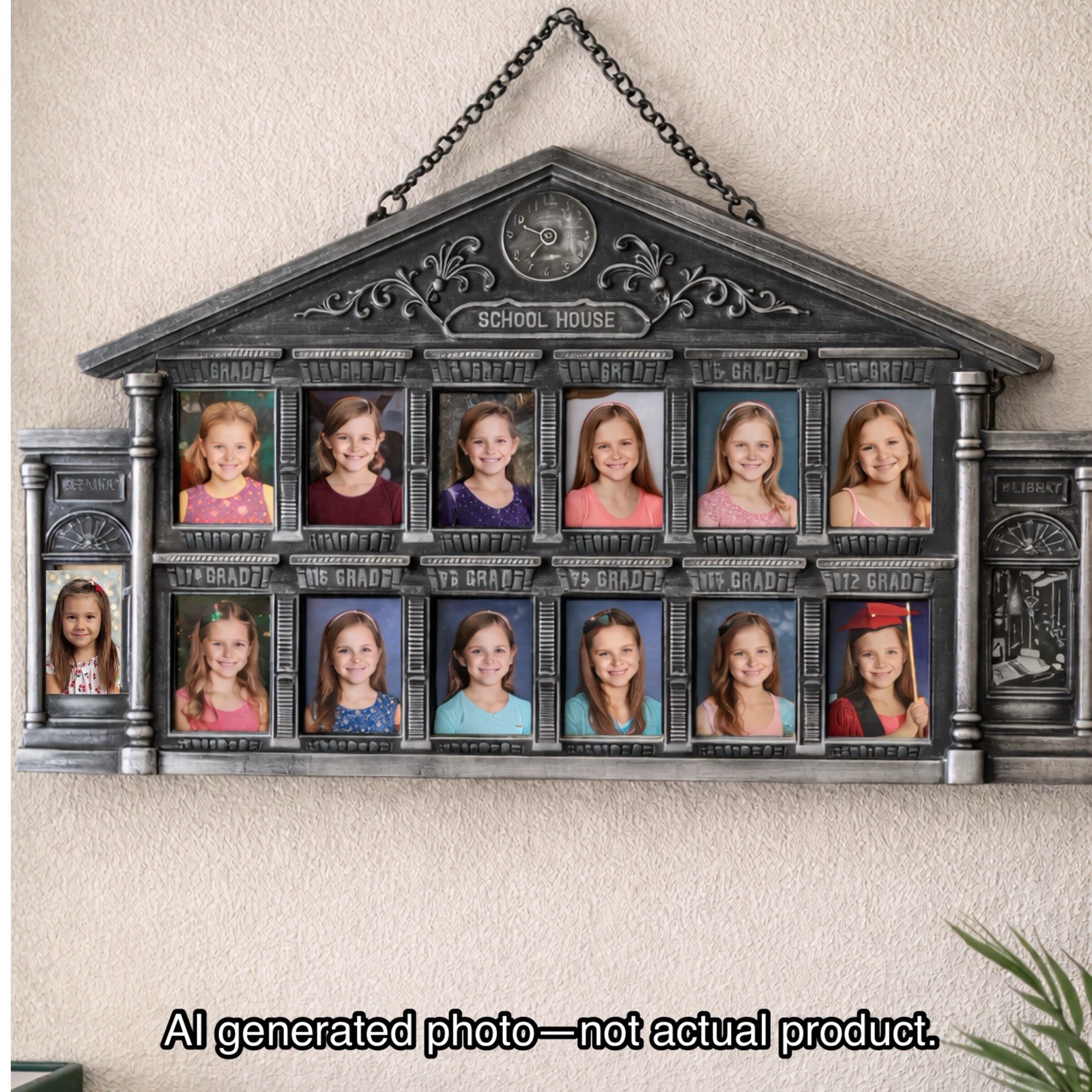 Vintage School House Multi Photo Frame K-12 Graduation Display Wall Decor