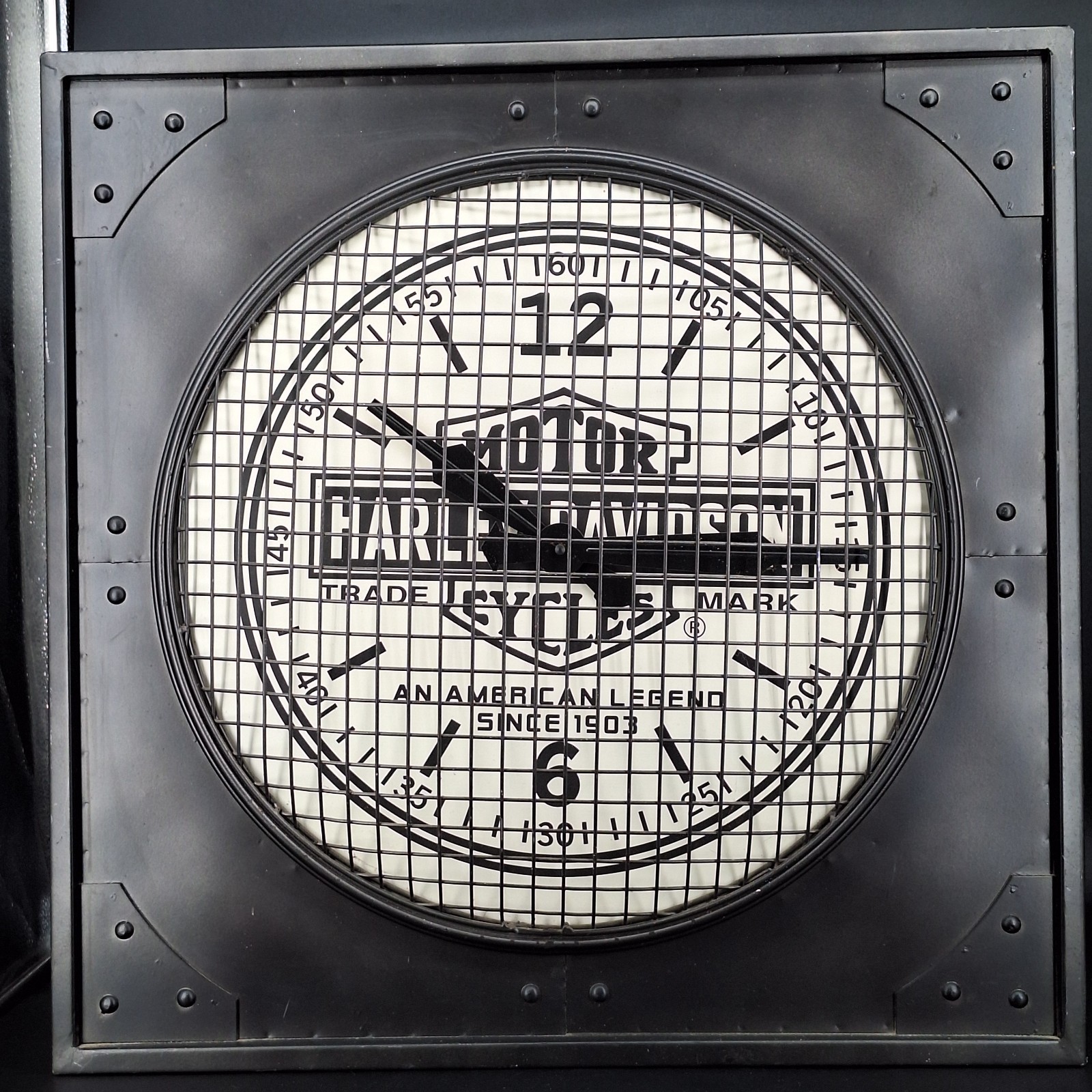 Harley Davidson Industrial Bar & Shield Metal Square Clock 24 Inch