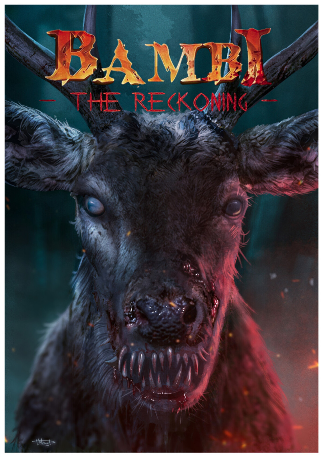 Bambi The Reckoning Horror Movie Poster Art Print Creepy Deer Wall Decor