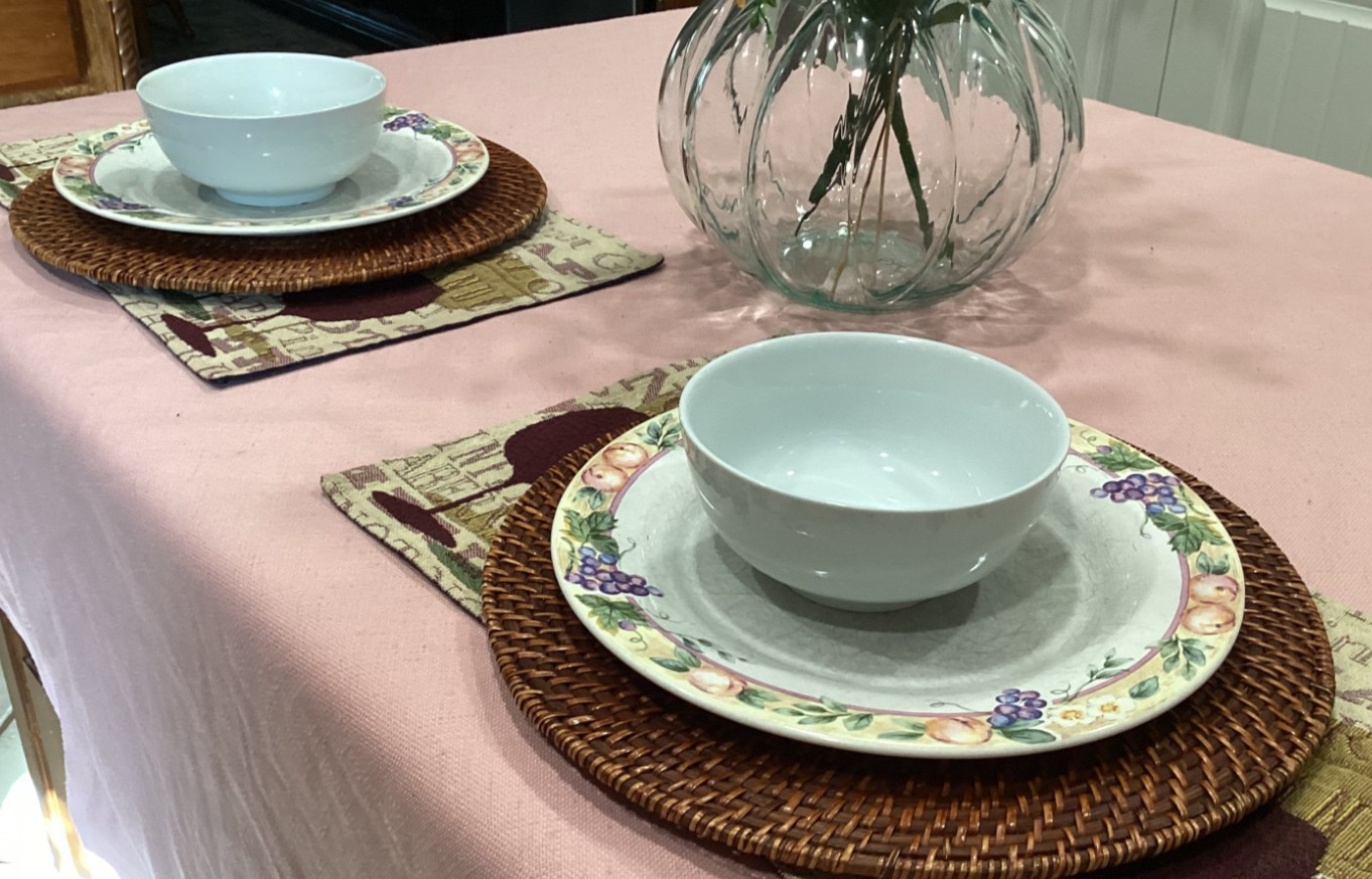 Rattan Woven Plate Chargers Set of 2 Boho French Country Rustic- See description