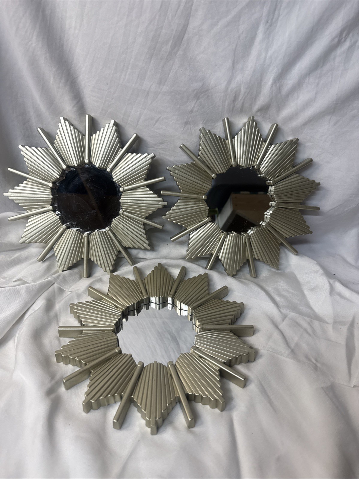 Silver Celestial Sunburst Starburst Wall Mirrors MCM Whimsigoth Decor Plastic 3