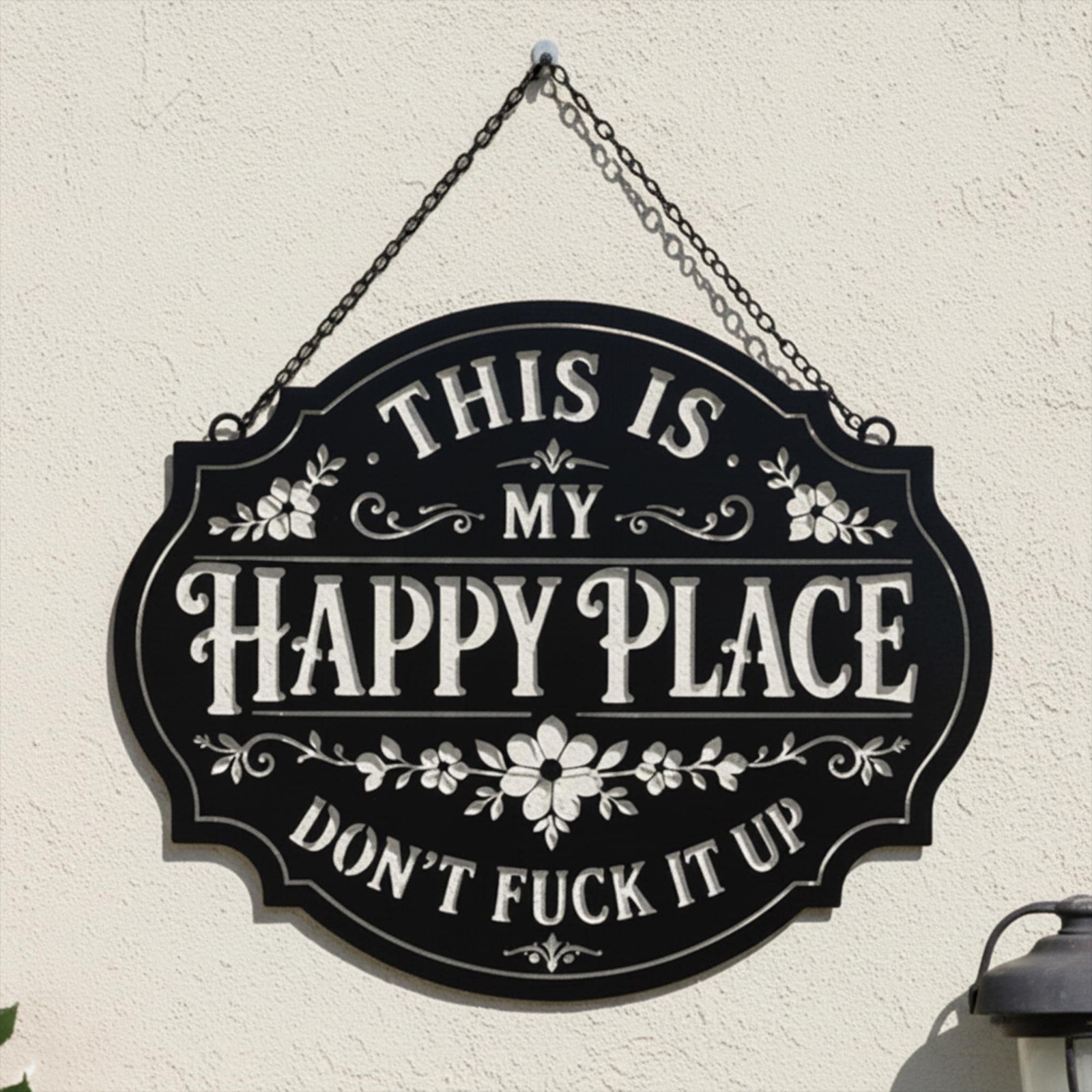 “This Is My Happy Place” Funny Metal Sign – Sarcastic Home Decor