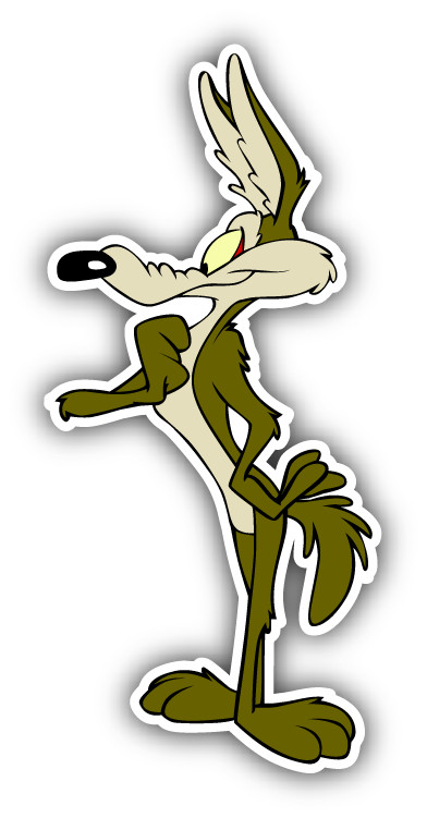 Wile E. Coyote Proud Cartoon Car Bumper Sticker Decal 3” x 6”